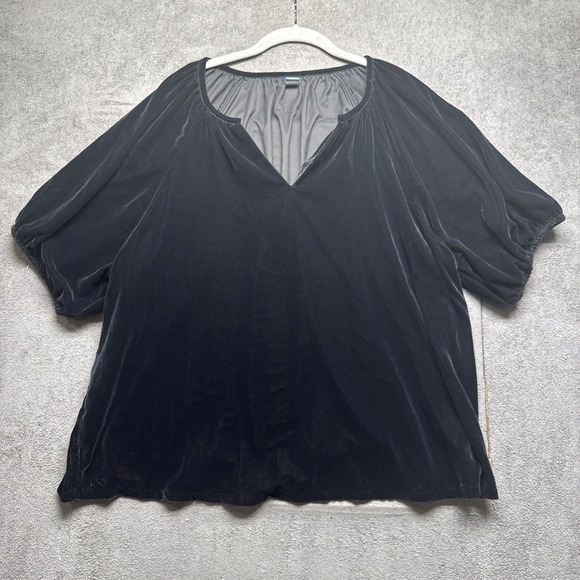 Old Navy Tops - Black‎ velvet split neck top dark holiday goth witchy soft drapey women's XL